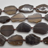 High Quality Grade A Natural Smoky Quartz Semi-precious Gemstone Irregular Slices Pendant / Beads - 15" strand