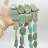 High Quality Grade A Natural African Amazonite Semi-precious Gemstone Irregular Slices Pendant / Beads - 15" strand