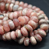 High Quality Grade A Natural Rhodochrosite (pink) Semi-precious Gemstone Rondelle / Spacer Beads -  8mm x 3mm - 5mm - 15" strand