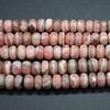 High Quality Grade A Natural Rhodochrosite (pink) Semi-precious Gemstone Rondelle / Spacer Beads -  8mm x 3mm - 5mm - 15" strand