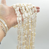 High Quality Grade A Natural Freshwater White Biwa Souffle Pearl Beads - 15mm - 23mm x 6mm - 9mm - 14.5" strand