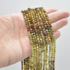 High Quality Grade A Natural Green Garnet Semi-Precious Gemstone FACETED Round Beads - 2mm, 3mm, 4mm - 15" strand