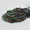 Natural Dark Hubei Turquoise Mixed Shades Semi-Precious Gemstone FACETED Round Beads - 2mm, 3mm & 4mm -  15" strand