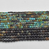 Natural Dark Hubei Turquoise Mixed Shades Semi-Precious Gemstone FACETED Round Beads - 2mm, 3mm & 4mm -  15" strand