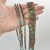 Natural Hubei Turquoise Mixed Shades Semi-Precious Gemstone FACETED Round Beads - 2mm, 4mm -  15" strand