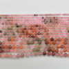 Natural Multi-Coloured Rutilated Quartz Semi-Precious Gemstone FACETED Round Beads - 2mm, 3mm & 4mm -  15" strand