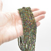 High Quality Grade A Natural Ruby Zoisite Mixed Semi-Precious Gemstone FACETED Round Beads - 2mm, 3mm, 4mm - 15" strand