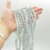 Large Hole (2mm) Beads - Natural Aquamarine Semi-precious Gemstone Round Beads - 8mm - 15" strand