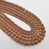 Rudraksha Seed Near Round Wood Beads - 108 Mala Prayer Beads - 7mm 8mm 9mm 10mm 11mm sizes