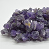 Raw Hand Polished Natural Amethyst Semi-precious Gemstone Nugget Beads - 15mm - 20mm - 15" strand