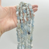 Raw Hand Polished Natural Aquamarine Semi-precious Gemstone Nugget Beads - 8mm - 10mm - 15" strand