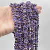 High Quality Grade A Natural Charoite Semi-precious Gemstone Chips Nuggets Beads - 4mm - 8mm, 16" Strand