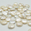 Natural Freshwater White Chunky Button / Coin Shaped Round Pearl Beads - 12mm - 15mm - 10 Count