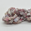 Raw Hand Polished Natural Pink Tourmaline Semi-precious Gemstone Nugget Beads - 8mm - 10mm - 15" strand