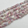 Raw Hand Polished Natural Pink Tourmaline Semi-precious Gemstone Nugget Beads - 8mm - 10mm - 15" strand