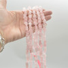 Raw Hand Polished Natural Rose Quartz Semi-precious Gemstone Nugget Beads - 8mm - 10mm - 15" strand