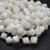 Grade A Natural White Moonstone Semi-precious Gemstone Faceted Bicone Beads - 8mm - 15" strand