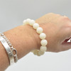 Natural Ivory White Bodhi Root Round Bead Bracelet /  Sample Strand - Mala Prayer Beads - 10mm Size