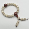 Natural Lotus Seed Bodhi Nut Beads White Brown Speckled Stars and Moon Rondelle Bead Bracelet /  Sample Strand - 8mmx 10mm