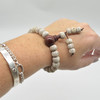 Natural Lotus Seed Bodhi Nut Beads White Brown Speckled Stars and Moon Rondelle Bead Bracelet /  Sample Strand - 8mmx 10mm