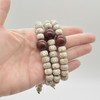 Natural Lotus Seed Bodhi Nut Beads White Brown Speckled Stars and Moon Rondelle Bead Bracelet /  Sample Strand - 8mmx 10mm