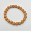 Natural Rudraksha Seed Near Round Wood Bead Bracelet /  Sample Strand - Mala Prayer Beads - 9mm Size