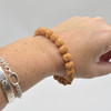 Natural Rudraksha Seed Near Round Wood Bead Bracelet /  Sample Strand - Mala Prayer Beads - 9mm Size