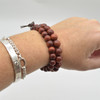 Natural Red Sandalwood Round Wood Beads Bracelet / Sample Strand - Mala Prayer Beads - 8mm, 10mm Sizes