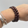Natural Dark Red Sandalwood Round Wood Beads Bracelet / Sample Strand - Mala Prayer Beads - 8mm, 10mm Sizes