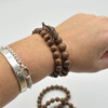 Natural Gold Wire Sandalwood Round Wood Beads Bracelet / Sample Strand - Mala Prayer Beads - 8mm, 10mm Sizes