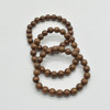 Natural Gold Wire Sandalwood Round Wood Beads Bracelet / Sample Strand - Mala Prayer Beads - 8mm, 10mm Sizes