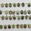 10 High Quality Grade A Natural Green Opal Semi Precious Gemstone FACETED Teardrop / Pendant Beads - 12mm x 8mm