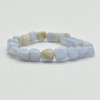 Natural Blue Lace Agate Semi-precious Gemstone Pebble Nugget Beads Bracelet / Sample Strand - 9mm - 12mm, 7.5"