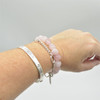 Natural Rose Quartz Semi-precious Gemstone Pebble Nugget Beads Bracelet / Sample Strand - 9mm - 13mm, 7.5"