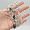 Natural Black Rutilated Quartz Semi-precious Gemstone Pebble Nugget Beads Bracelet / Sample Strand - 7mm - 10mm, 7.5"