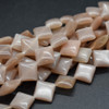 High Quality Natural Peach Moonstone Semi-precious Gemstone Diamond / Rhombus Beads - 10mm - 13" Strand