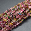Natural Multi-Colour Tourmaline Semi-precious Gemstone Chips Nuggets Beads - 2mm - 6mm - 16" Strand