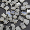 Natural Handmade Rainbow Moonstone Semi-precious Gemstone Sliced Nugget Beads - 7mm - 12mm - 8'' Strand