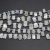 Natural Handmade Rainbow Moonstone Semi-precious Gemstone Sliced Nugget Beads - 7mm - 12mm - 8'' Strand