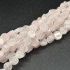 Natural Handmade Rose Quartz Semi-precious Gemstone Irregular Disc Coin Beads - 8mm - 10mm - 13'' Strand