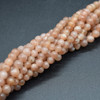 Natural Handmade Peach Moonstone Semi-precious Gemstone Irregular Round Beads - 5mm - 6mm - 13'' Strand