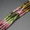 Natural Multi-Colour Tourmaline Semi-precious Gemstone Rondelle Beads - 3mm - 4mm x 2mm - 3mm - 14'' Strand