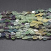 Natural Handmade Rainbow Fluorite Semi-precious Gemstone Irregular Teardrop Beads - 8mm - 10mm - 12'' Strand