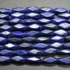 Handmade Lapis Lazuli Semi-precious Gemstone Irregular Faceted Tube Beads - 10mm - 12mm  14'' Strand