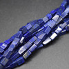 Handmade Lapis Lazuli Semi-precious Gemstone Irregular Rectangular Beads - 6mm - 10mm - 13'' Strand