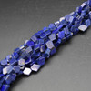 Handmade Lapis Lazuli Semi-precious Gemstone Irregular Diamond Shaped Beads - 7mm - 10mm - 13'' Strand