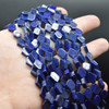 Handmade Lapis Lazuli Semi-precious Gemstone Irregular Diamond Shaped Beads - 7mm - 10mm - 13'' Strand