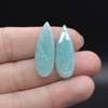 Natural Handmade Amazonite Semi-precious Faceted Gemstone Teardrop Shaped Earrings Beads - 2.7cm - 3cm x 1cm - 1 Pair