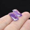 Natural Handmade Amethyst Semi-precious Faceted Gemstone Rectangular Earrings Beads - 1.9cm x 0.7cm - 1 Pair