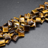 High Quality Grade A Natural Tiger Eye Semi-precious Gemstone Diamond / Rhombus Beads - 10mm - 15'' Strand